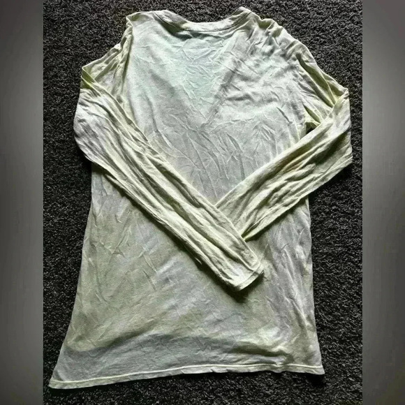 Michael Stars Lightweight Long Sleeve Keyhole Neck Cotton Blend T Shirt One Size - Picture 4 of 4